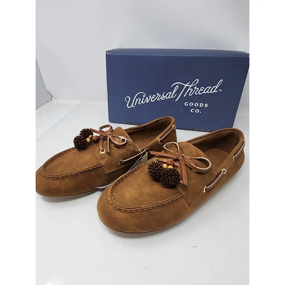 Universal Thread Chestnut‎ Midge Boat Shoes Womens 9.5 Memory Foam Brown Loafers